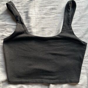 Wild Fable Black Fitted Crop Tank Top